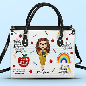 Merci de m'avoir aidé à briller - Sac à main en cuir personnalisé pour enseignant - Cadeau pour enseignant