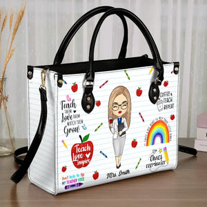 Merci de m'avoir aidé à briller - Sac à main en cuir personnalisé pour enseignant - Cadeau pour enseignant