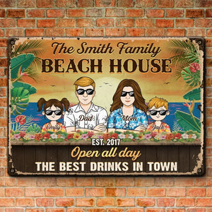 The Best Drinks In Town - Family Personalized Custom Home Decor Metal Sign - House Warming Gift For Family Members