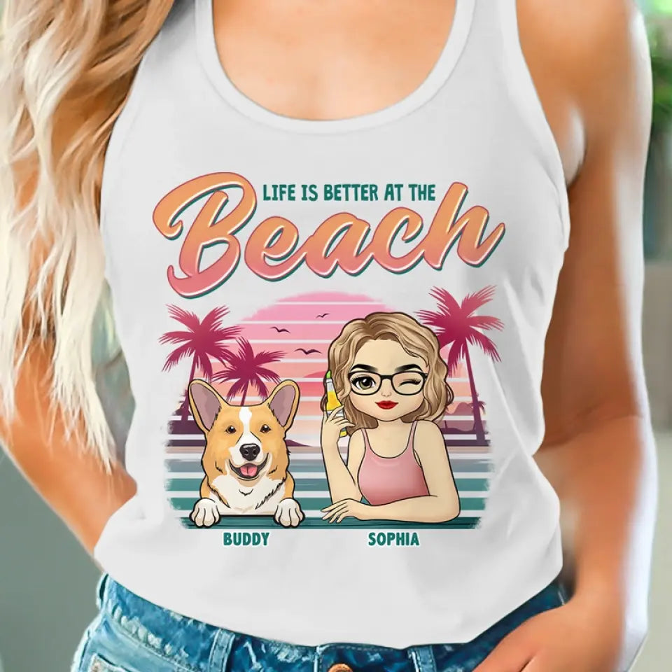 Rendez-vous à la plage - Débardeur dos nageur personnalisé pour chien - Cadeau pour propriétaires et amoureux des animaux