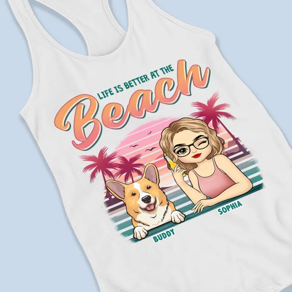 Rendez-vous à la plage - Débardeur dos nageur personnalisé pour chien - Cadeau pour propriétaires et amoureux des animaux