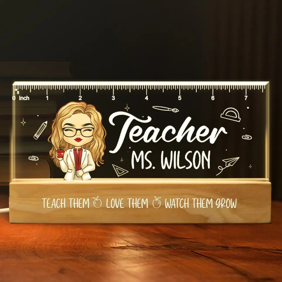 Alimenter le moteur du futur - Veilleuse LED 3D en acrylique personnalisée avec lettres pour enseignant - Cadeau pour enseignant