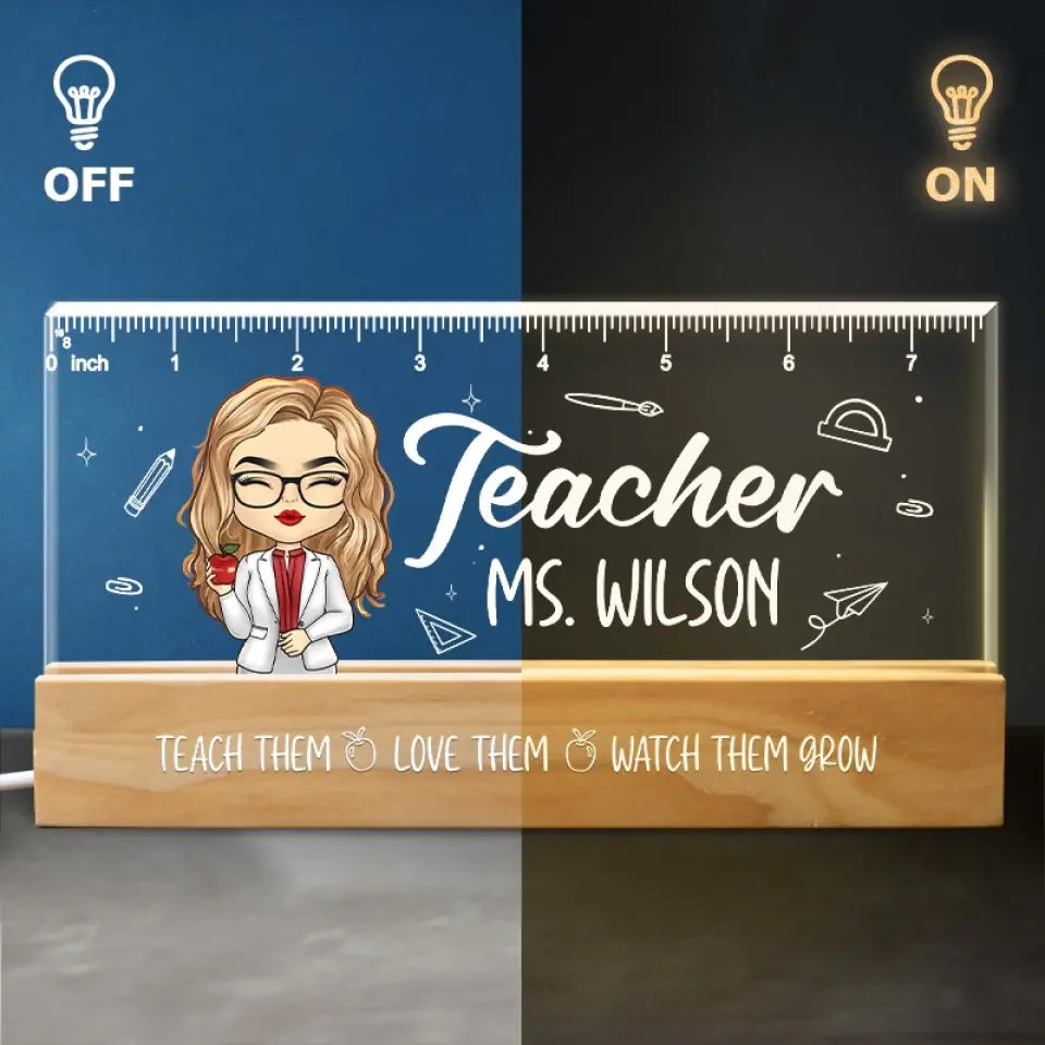 Alimenter le moteur du futur - Veilleuse LED 3D en acrylique personnalisée avec lettres pour enseignant - Cadeau pour enseignant