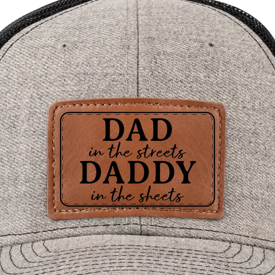 Papa dans la rue - Chapeau familial en cuir - Cadeau pour papa