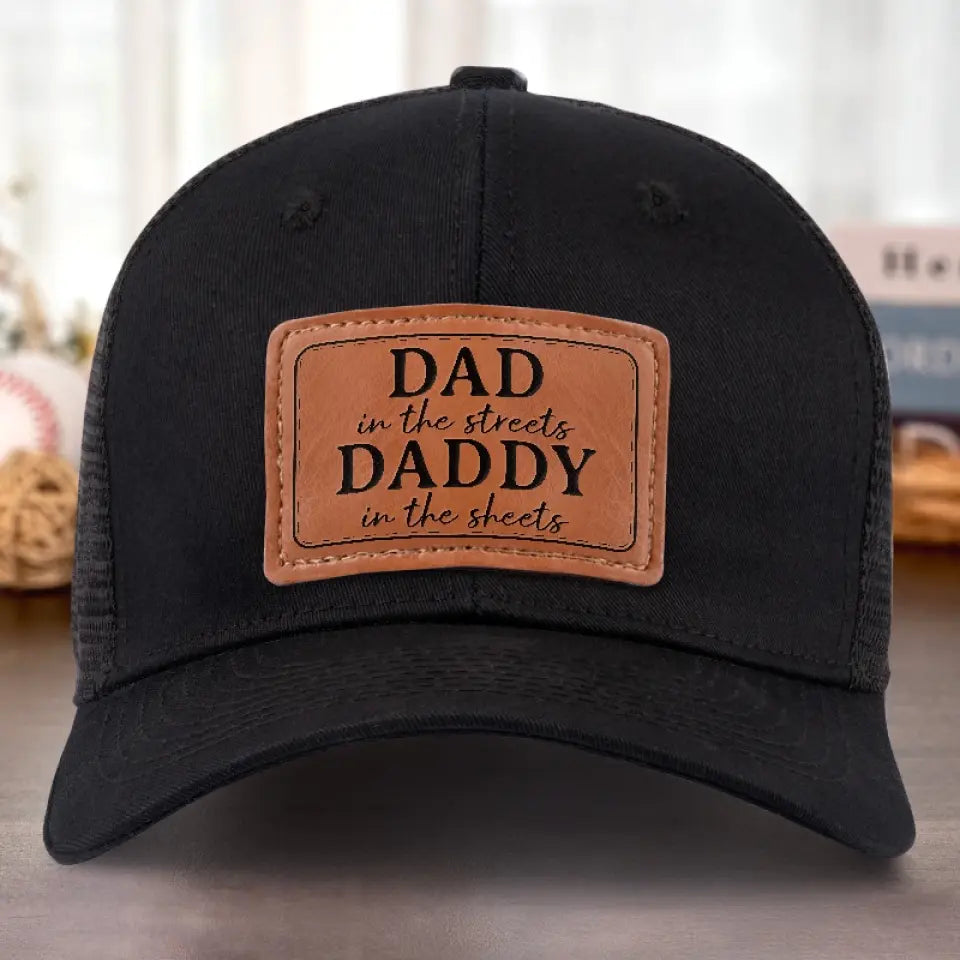 Papa dans la rue - Chapeau familial en cuir - Cadeau pour papa
