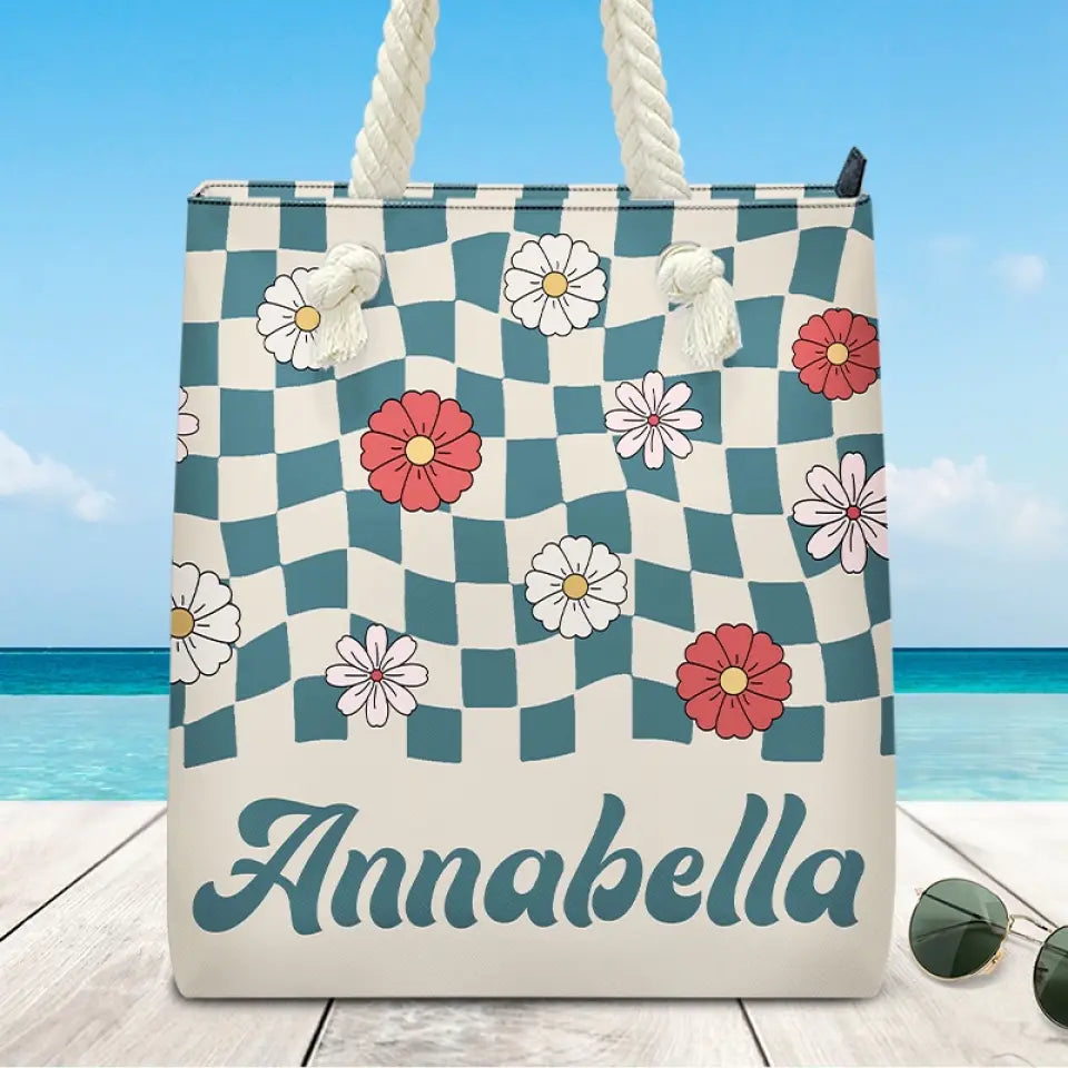 Plages et fleurs - Sac de plage personnalisé pour meilleure amie - Cadeau de vacances d'été pour meilleures amies, meilleures amies, sœurs