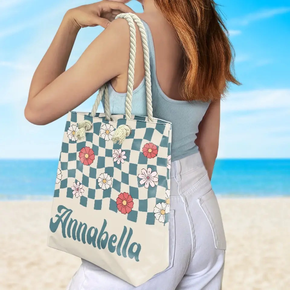 Plages et fleurs - Sac de plage personnalisé pour meilleure amie - Cadeau de vacances d'été pour meilleures amies, meilleures amies, sœurs