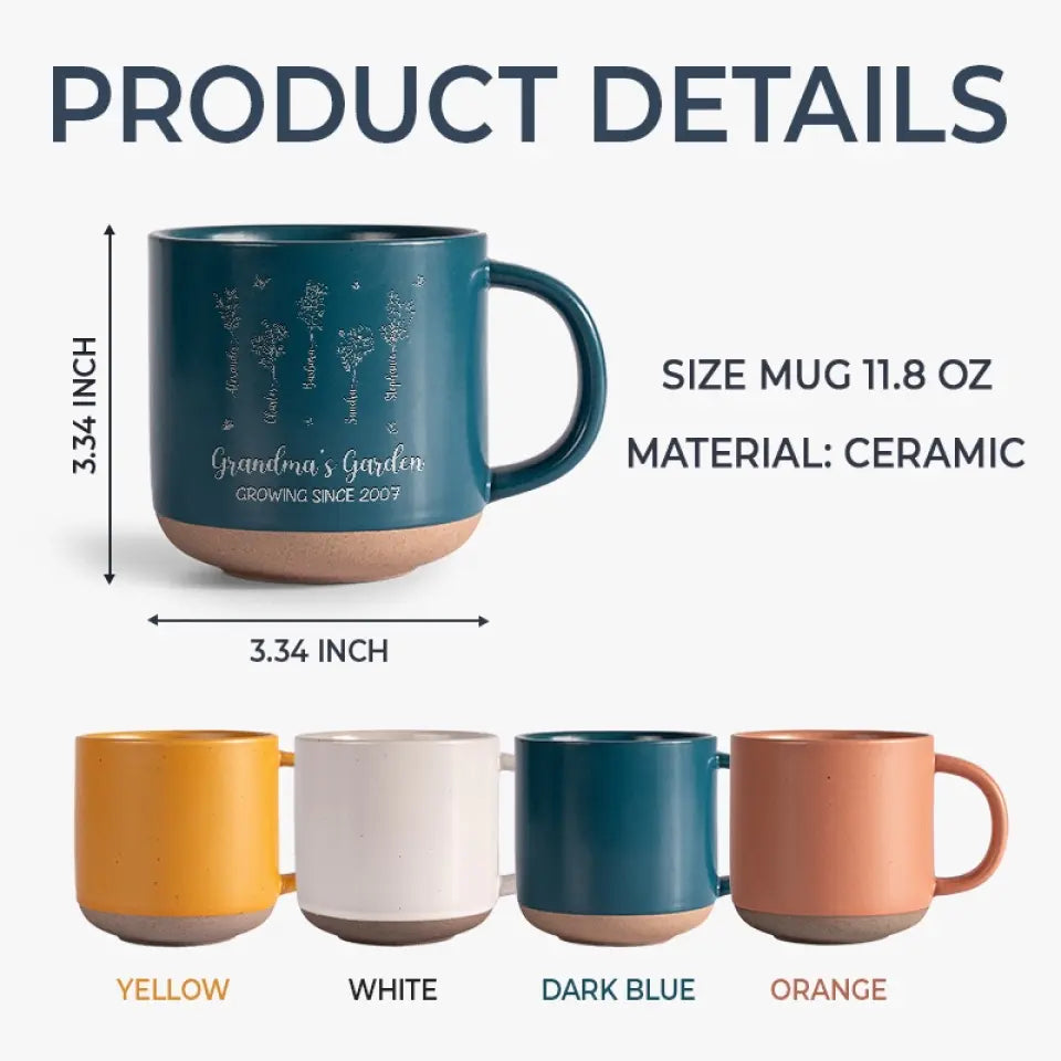L'amour grandit ici - Mug personnalisé en céramique pour famille - Cadeau pour maman et grand-mère