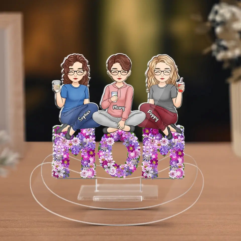 Le plus grand trésor de maman - Support à secousses personnalisé en acrylique pour la famille - Cadeau pour maman, grand-mère