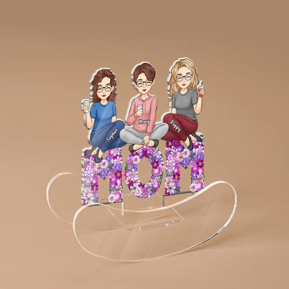 Le plus grand trésor de maman - Support à secousses personnalisé en acrylique pour la famille - Cadeau pour maman, grand-mère