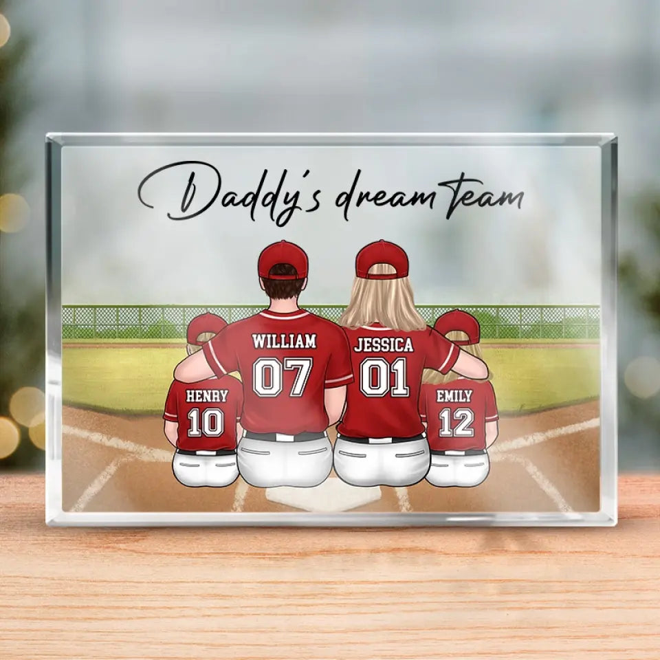 Plaque rectangulaire en acrylique personnalisée « Équipe de rêve » - Cadeau pour les membres de la famille