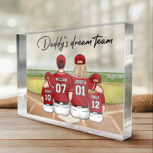 Plaque rectangulaire en acrylique personnalisée « Équipe de rêve » - Cadeau pour les membres de la famille