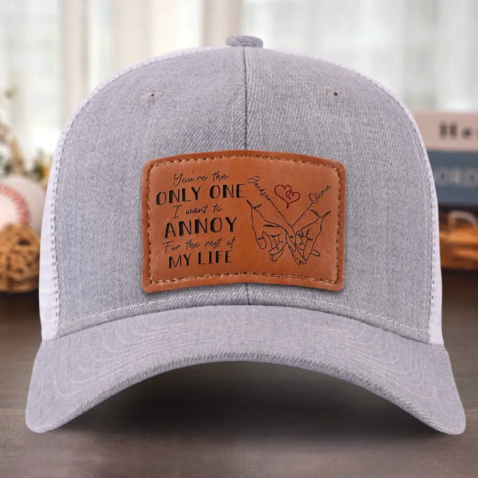 Un seul m'ennuie ! - Chapeau personnalisé en cuir avec patch - Cadeau pour mari et femme, anniversaire