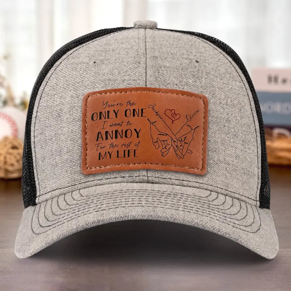 Un seul m'ennuie ! - Chapeau personnalisé en cuir avec patch - Cadeau pour mari et femme, anniversaire