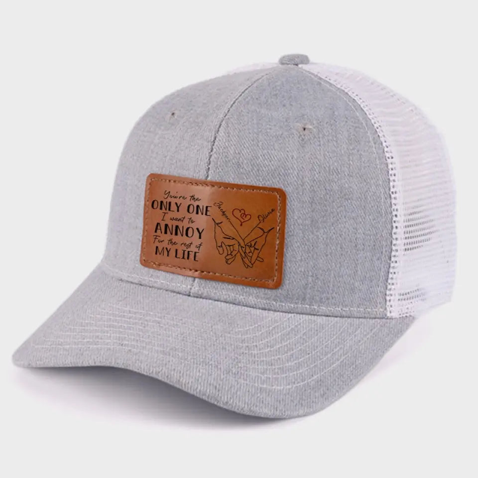 Un seul m'ennuie ! - Chapeau personnalisé en cuir avec patch - Cadeau pour mari et femme, anniversaire