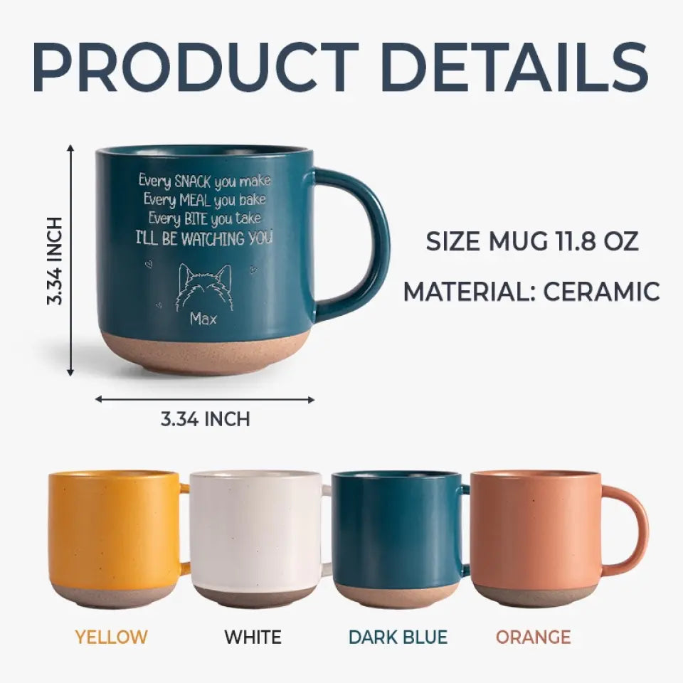 Je te surveillerai - Tasse en céramique personnalisée pour chien - Cadeau pour les propriétaires d'animaux et les amoureux des animaux