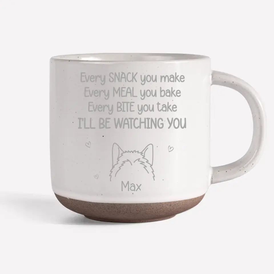 Je te surveillerai - Tasse en céramique personnalisée pour chien - Cadeau pour les propriétaires d'animaux et les amoureux des animaux