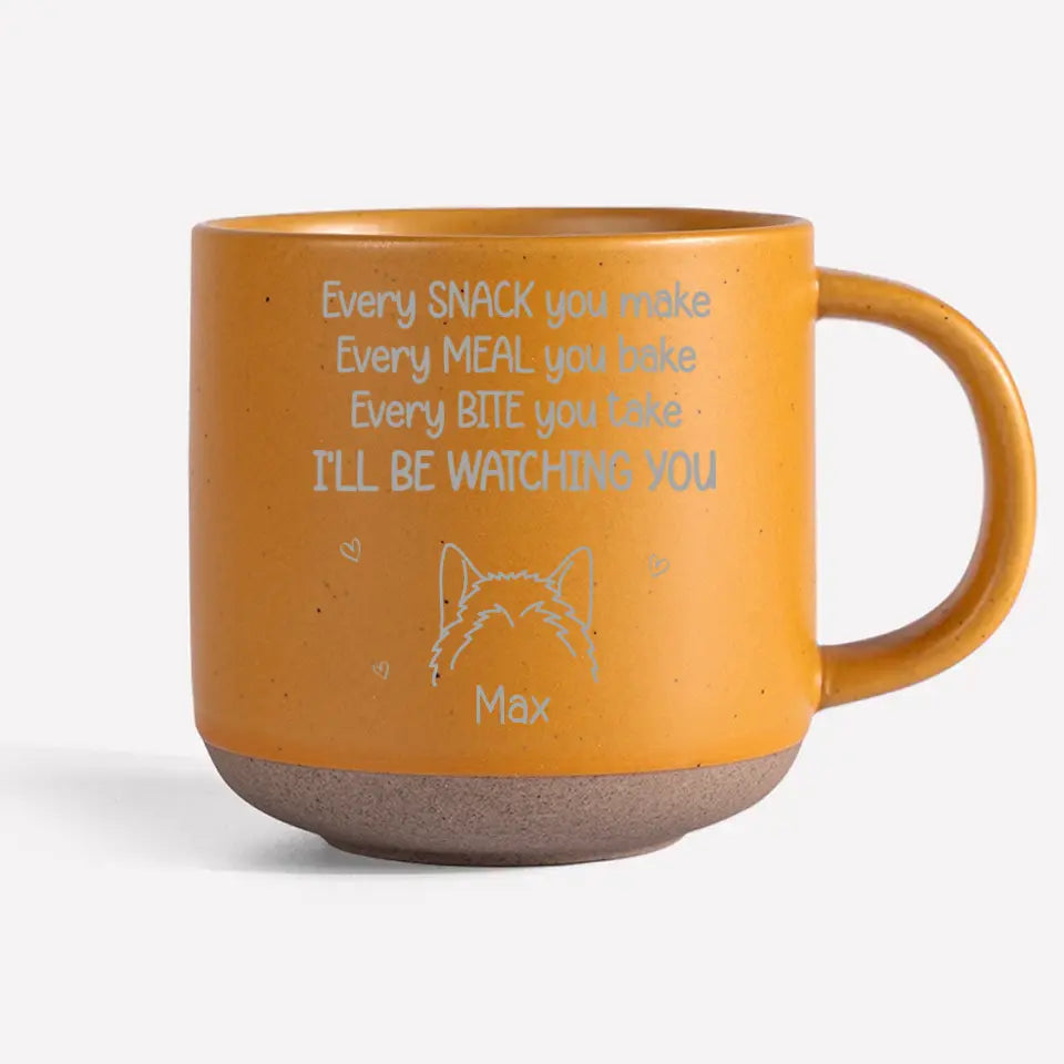 Je te surveillerai - Tasse en céramique personnalisée pour chien - Cadeau pour les propriétaires d'animaux et les amoureux des animaux