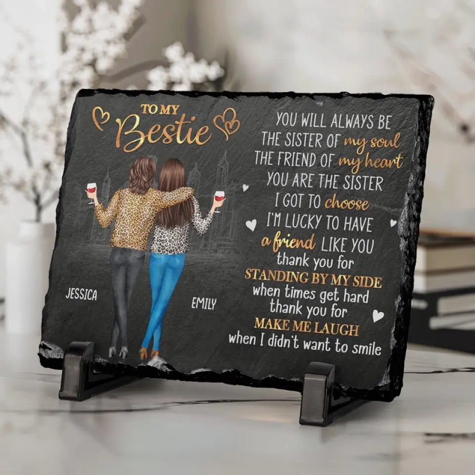 Quand les temps deviennent durs, merci de me faire rire - Pierre rectangulaire personnalisée avec support - Cadeau pour meilleures amies, meilleures amies, sœurs