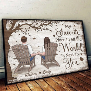 Mon endroit préféré au monde est à côté de toi - Affiche horizontale personnalisée pour couple - Cadeau pour mari et femme, anniversaire