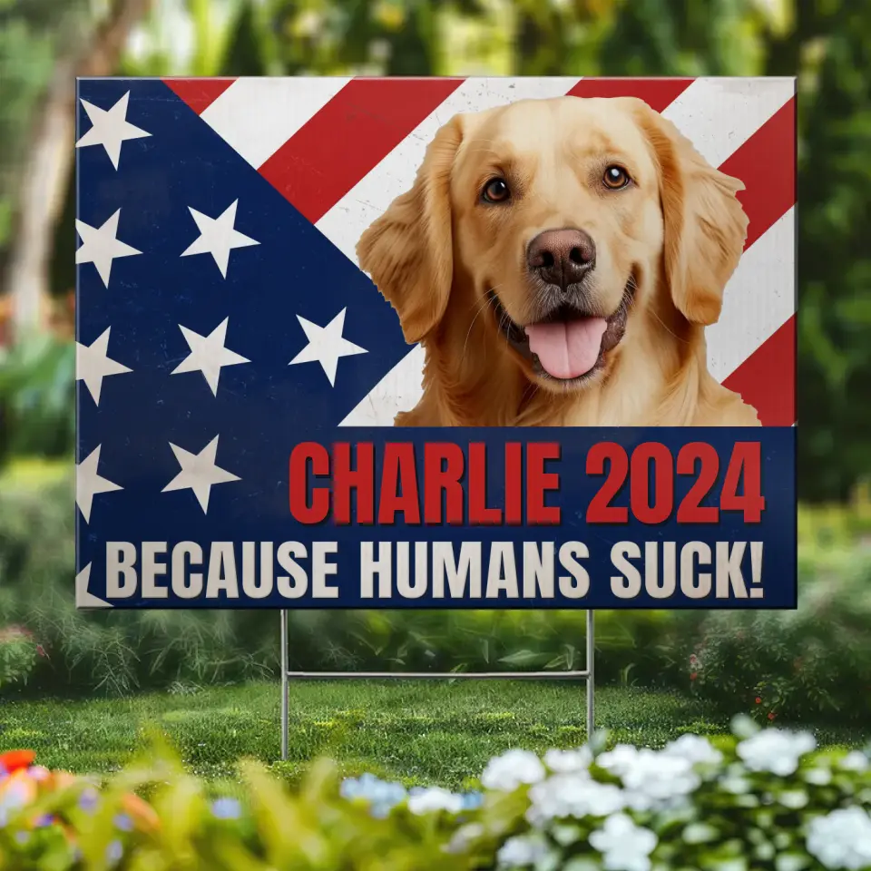 Panneau de jardin personnalisé avec photo qui parle le langage de l'amour de notre animal de compagnie - Panneau de jardin personnalisé pour chien et chat - Cadeau pour propriétaires d'animaux et amoureux des animaux