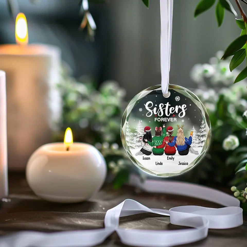 La vie est meilleure avec de vrais amis - Décoration en verre personnalisée pour meilleure amie - Cadeau de Noël pour meilleures amies, meilleures amies et sœurs