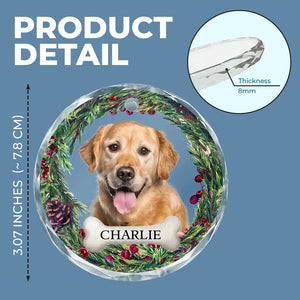 Photo personnalisée « Je suis toujours avec toi » - Ornement en verre rond personnalisé commémoratif - Cadeau de Noël, cadeau de condoléances pour les propriétaires d'animaux de compagnie et les amoureux des animaux