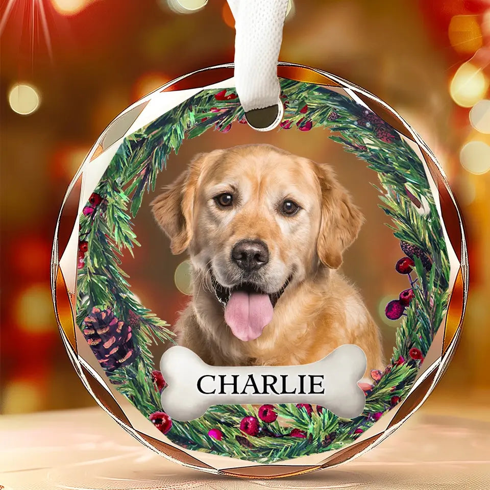 Photo personnalisée « Je suis toujours avec toi » - Ornement en verre rond personnalisé commémoratif - Cadeau de Noël, cadeau de condoléances pour les propriétaires d'animaux de compagnie et les amoureux des animaux