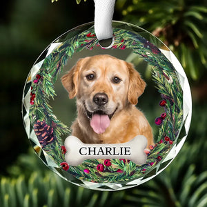 Photo personnalisée « Je suis toujours avec toi » - Ornement en verre rond personnalisé commémoratif - Cadeau de Noël, cadeau de condoléances pour les propriétaires d'animaux de compagnie et les amoureux des animaux