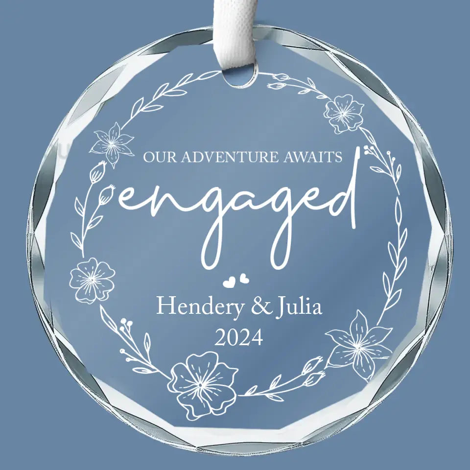 Our Adventure Awaits - Couple Personalized Custom Circle Glass Ornament - Gift For Husband Wife, Anniversary