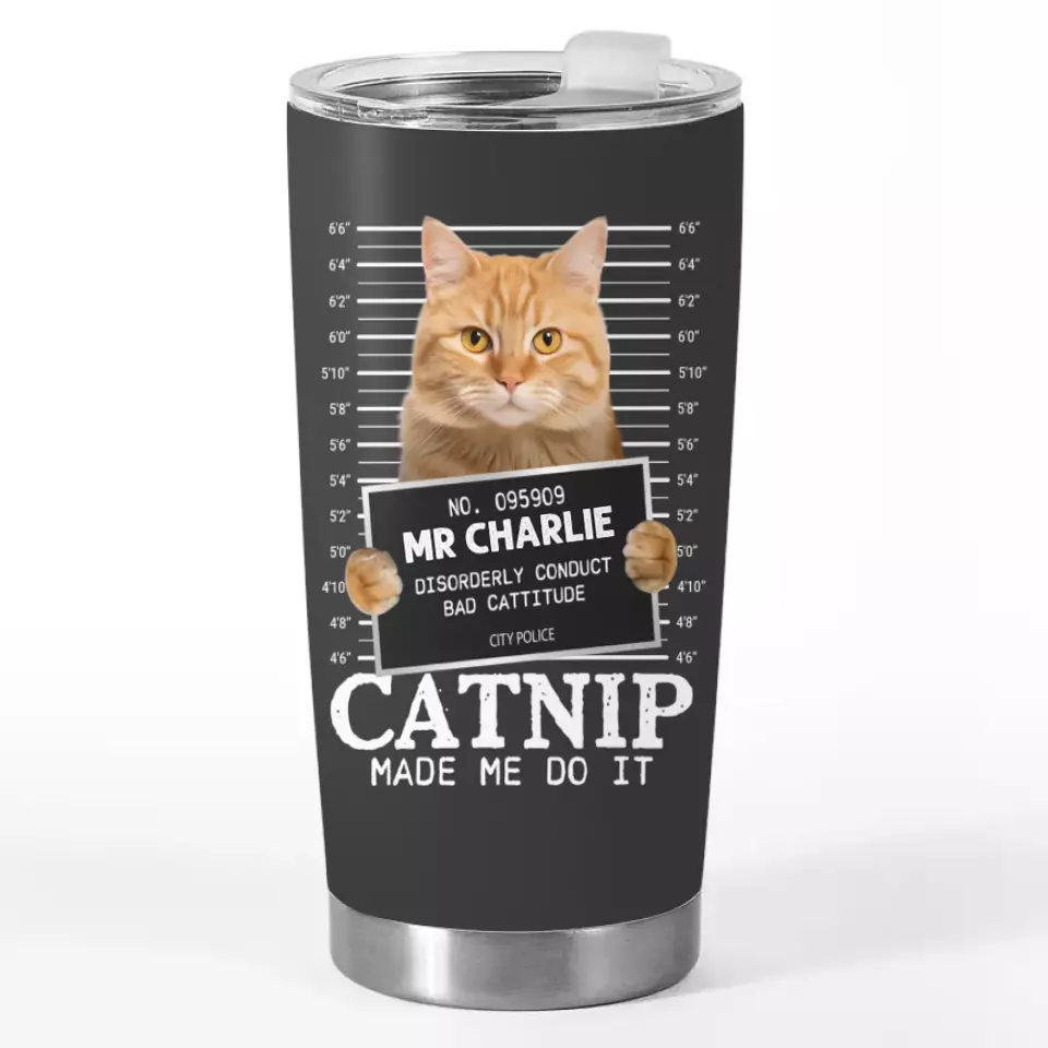 Photo personnalisée « Catnip Made Me Do It » – Gobelet personnalisé pour chat – Cadeau pour propriétaires et amoureux des animaux