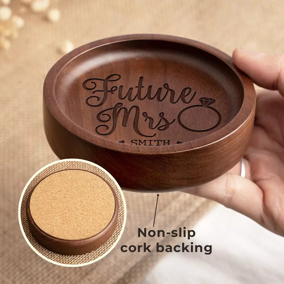 Future Mrs - Plat à bijoux en bois personnalisé pour couple - Cadeau pour mari et femme, anniversaire