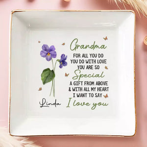 Grand-mère complète le cercle de l'amour - Plat à bijoux personnalisé pour la famille - Cadeau pour grand-mère