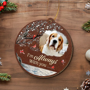 Photo personnalisée « Tu me manques pour le reste de ma vie » - Ornement commémoratif personnalisé en cuir - Cadeau de Noël, cadeau de condoléances pour les propriétaires d'animaux et les amoureux des animaux