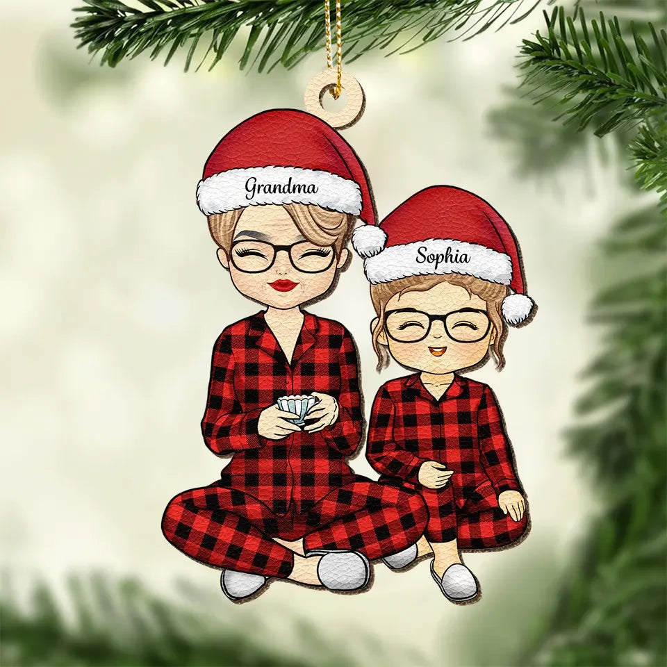 Nous vous souhaitons un joyeux Noël - Ornement en cuir personnalisé pour la famille - Cadeau de Noël pour grand-mère
