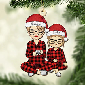 Nous vous souhaitons un joyeux Noël - Ornement en cuir personnalisé pour la famille - Cadeau de Noël pour grand-mère