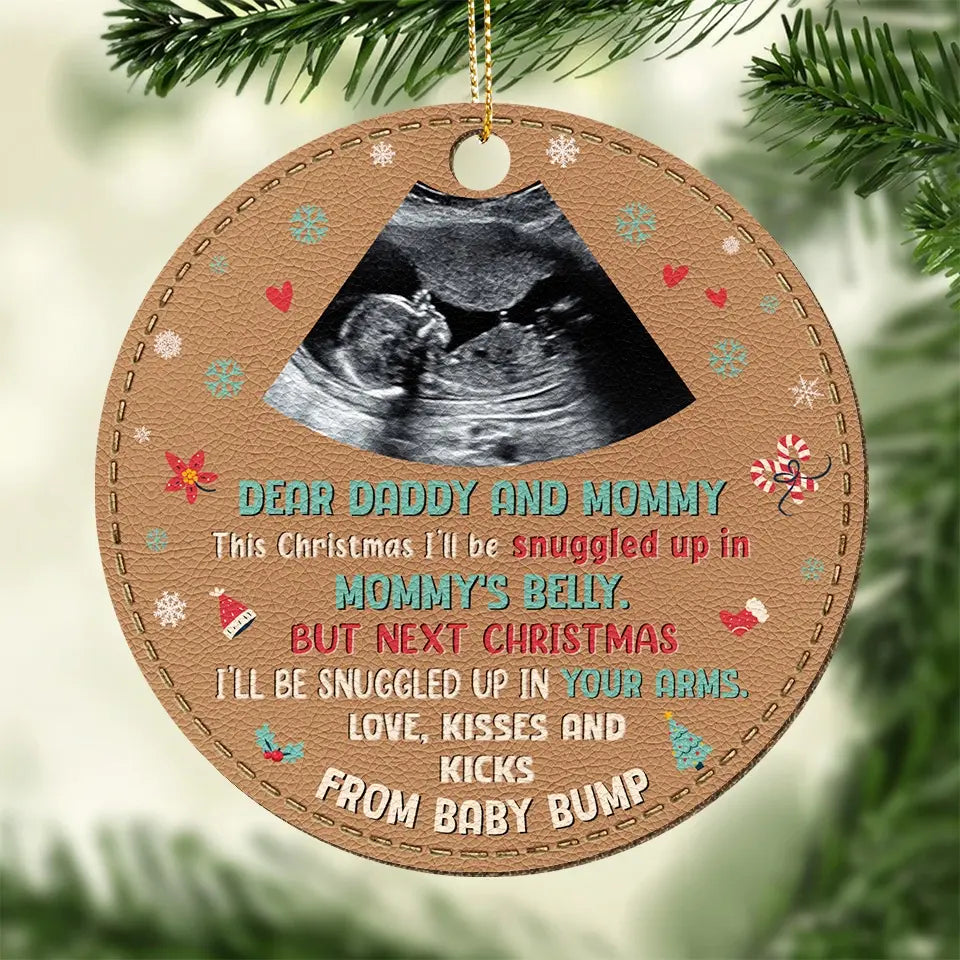 Photo personnalisée Petits doigts et sourires de chérubins, un miracle qui vole nos cœurs - Décoration familiale en cuir personnalisée - Cadeau de Noël pour bébé, enfant, nouveau-né