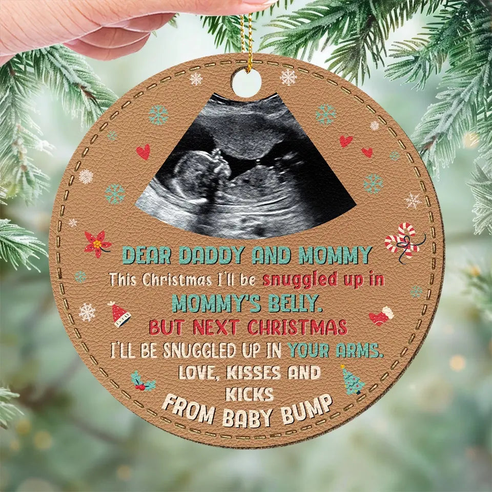 Photo personnalisée Petits doigts et sourires de chérubins, un miracle qui vole nos cœurs - Décoration familiale en cuir personnalisée - Cadeau de Noël pour bébé, enfant, nouveau-né
