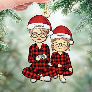 Nous vous souhaitons un joyeux Noël - Ornement en cuir personnalisé pour la famille - Cadeau de Noël pour grand-mère