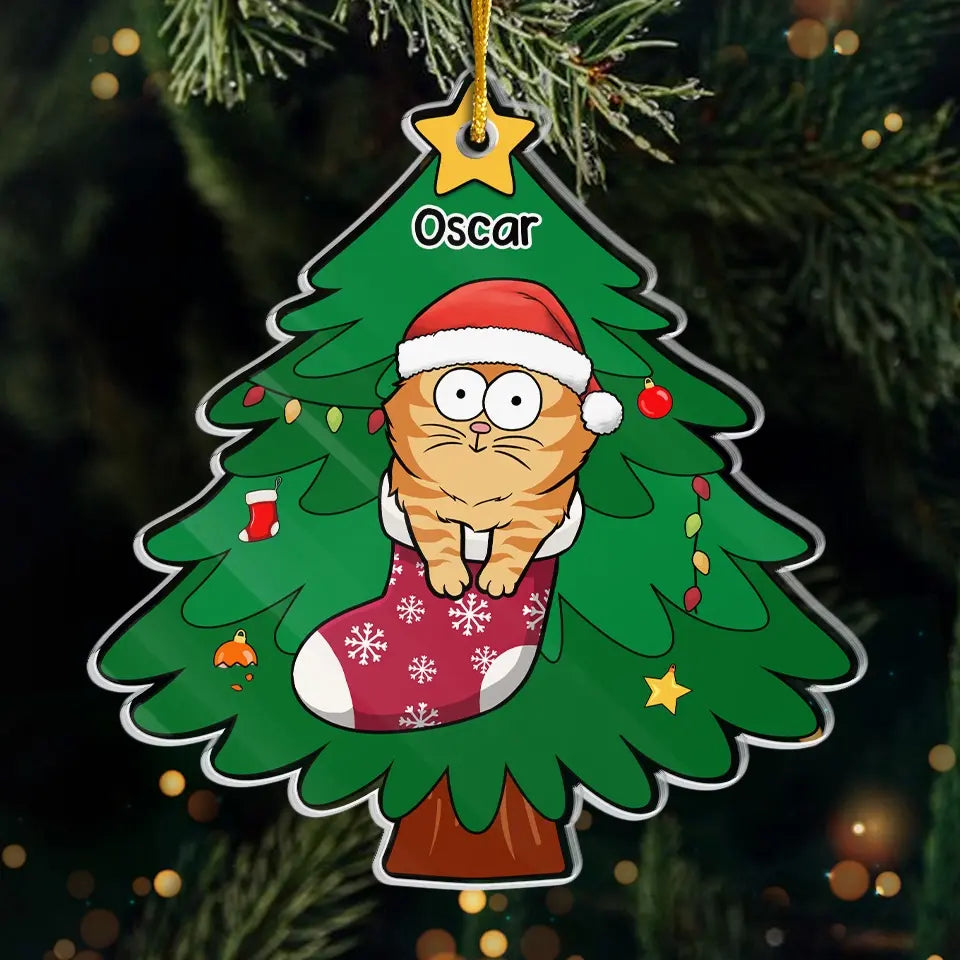 Tout ce que je veux pour Noël, c'est mon chat - Décoration personnalisée en acrylique pour chat - Cadeau de Noël pour les propriétaires et les amoureux des animaux
