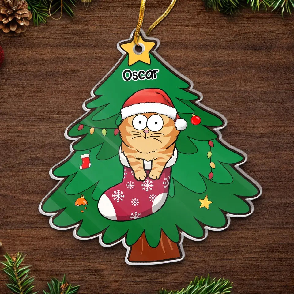 Tout ce que je veux pour Noël, c'est mon chat - Décoration personnalisée en acrylique pour chat - Cadeau de Noël pour les propriétaires et les amoureux des animaux
