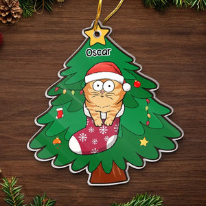 Tout ce que je veux pour Noël, c'est mon chat - Décoration personnalisée en acrylique pour chat - Cadeau de Noël pour les propriétaires et les amoureux des animaux