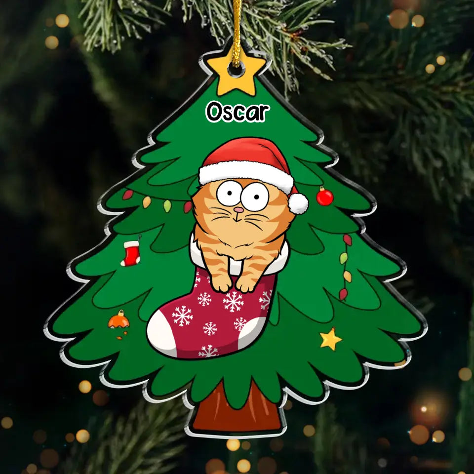 Tout ce que je veux pour Noël, c'est mon chat - Décoration personnalisée en acrylique pour chat - Cadeau de Noël pour les propriétaires et les amoureux des animaux