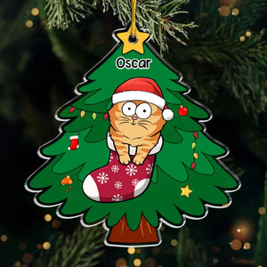 Tout ce que je veux pour Noël, c'est mon chat - Décoration personnalisée en acrylique pour chat - Cadeau de Noël pour les propriétaires et les amoureux des animaux