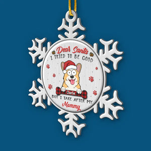 Cher Père Noël, j'ai essayé d'être sage - Ornement personnalisé pour chien et chat - Forme personnalisée en métal - Cadeau de Noël pour les propriétaires d'animaux et les amoureux des animaux