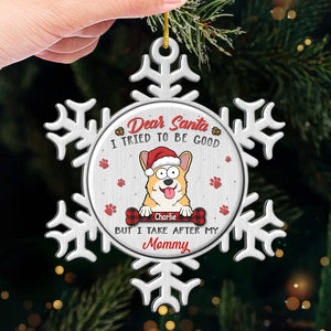 Cher Père Noël, j'ai essayé d'être sage - Ornement personnalisé pour chien et chat - Forme personnalisée en métal - Cadeau de Noël pour les propriétaires d'animaux et les amoureux des animaux