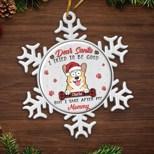 Cher Père Noël, j'ai essayé d'être sage - Ornement personnalisé pour chien et chat - Forme personnalisée en métal - Cadeau de Noël pour les propriétaires d'animaux et les amoureux des animaux