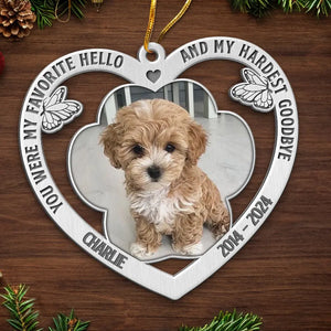 Photo personnalisée « Allée au paradis, à jamais dans nos cœurs » – Ornement commémoratif personnalisé – Forme personnalisée en métal – Cadeau de condoléances, cadeau de Noël pour propriétaires d'animaux et amoureux des animaux