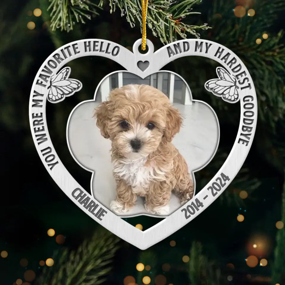 Photo personnalisée « Allée au paradis, à jamais dans nos cœurs » – Ornement commémoratif personnalisé – Forme personnalisée en métal – Cadeau de condoléances, cadeau de Noël pour propriétaires d'animaux et amoureux des animaux