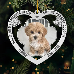 Photo personnalisée « Allée au paradis, à jamais dans nos cœurs » – Ornement commémoratif personnalisé – Forme personnalisée en métal – Cadeau de condoléances, cadeau de Noël pour propriétaires d'animaux et amoureux des animaux